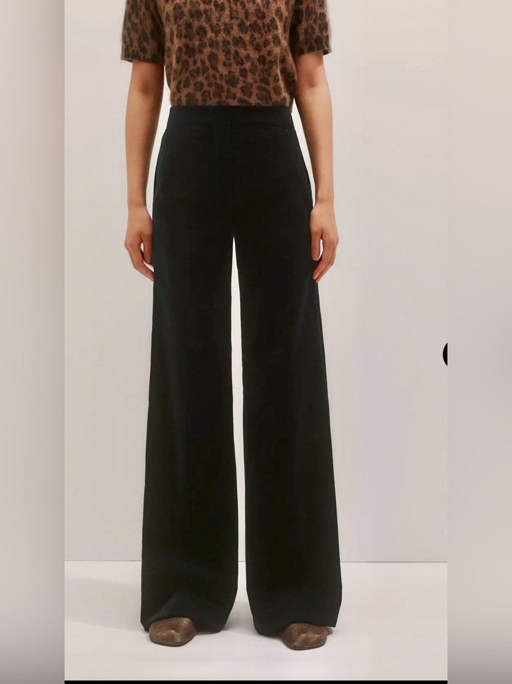 ME+EM Navy Velvet Evening Man Pant Wide-Leg High-Waist Trousers-size 8S